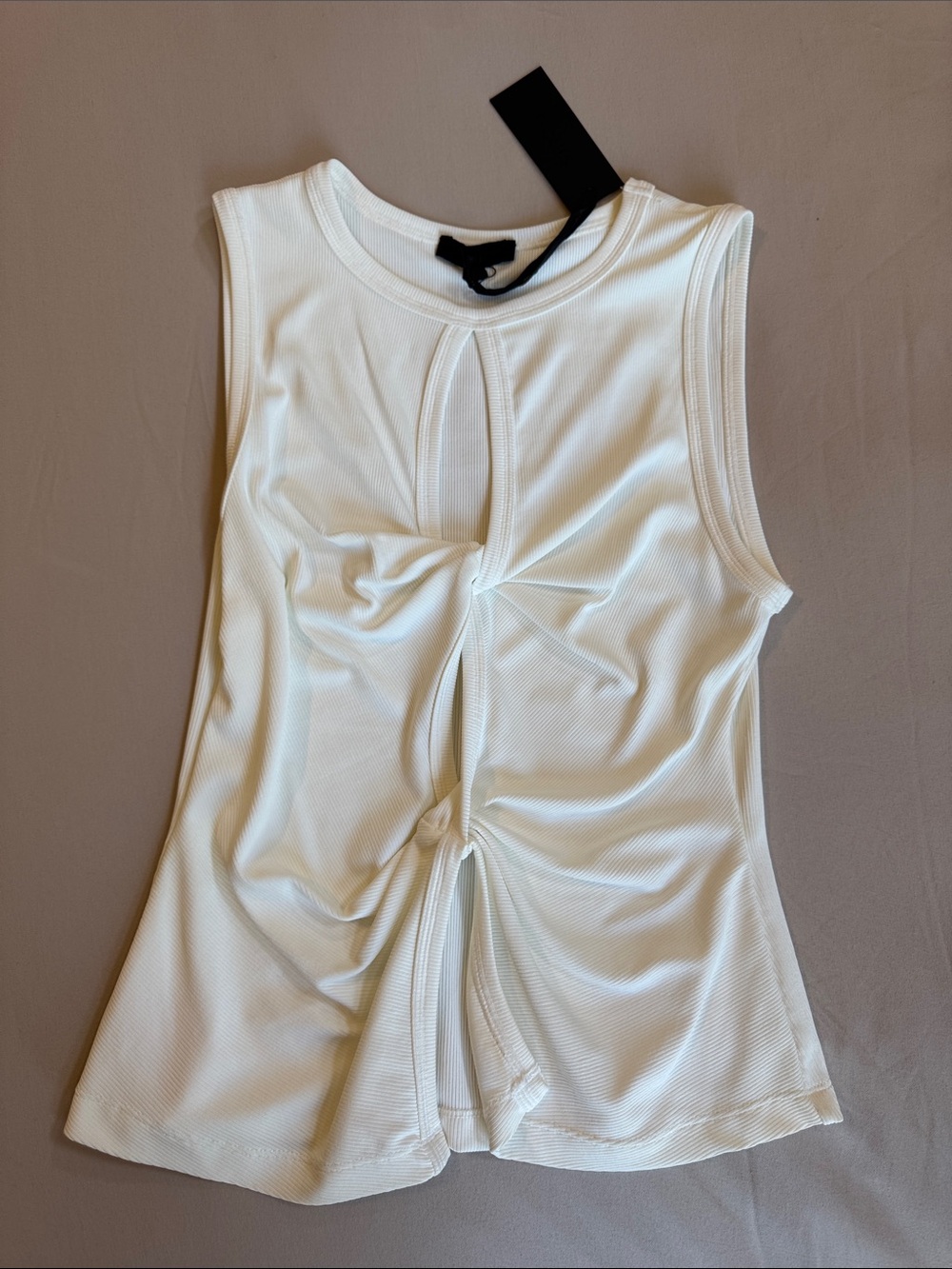 Sleeveless White Twist-Front Tank Top